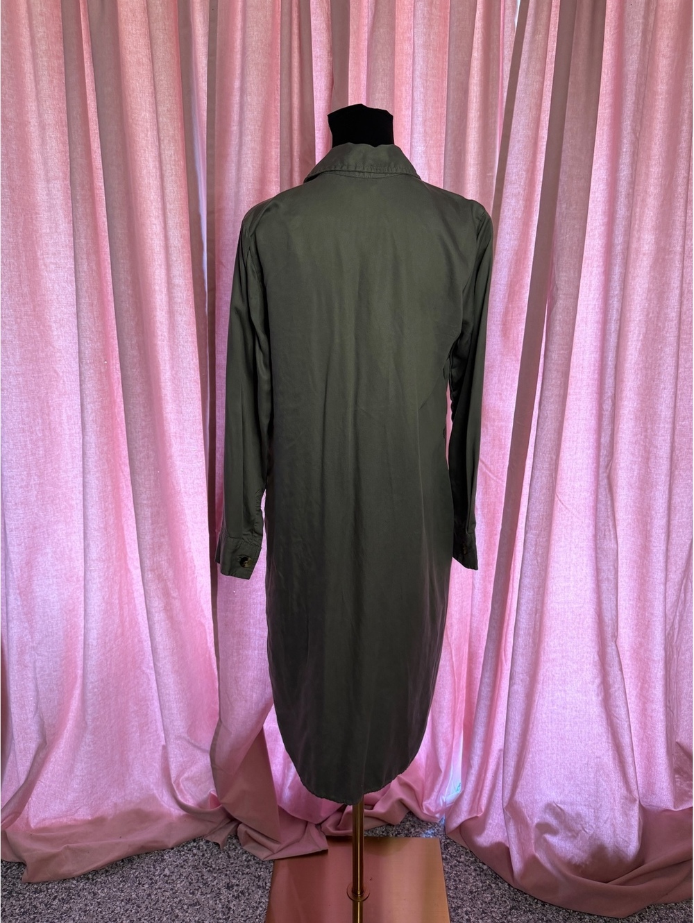 Time and Tru Olive Green Button-Down Shirt Dress Size Small 4-6 - Picture 3 of 4